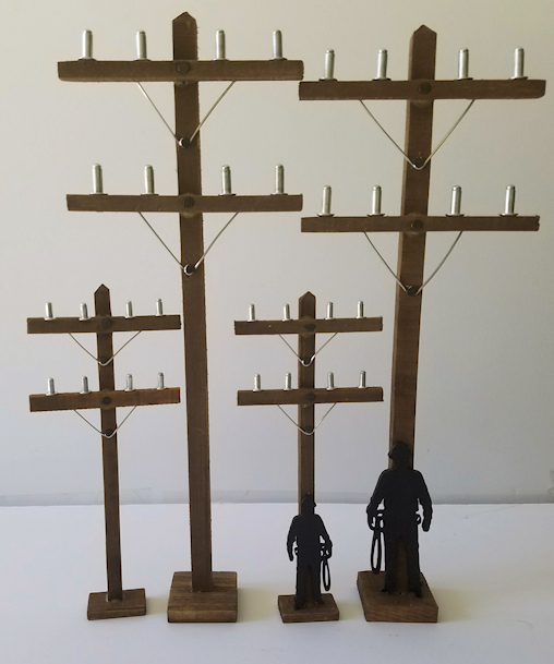 Wood Electric Power Poles Scale Model Telephone poles